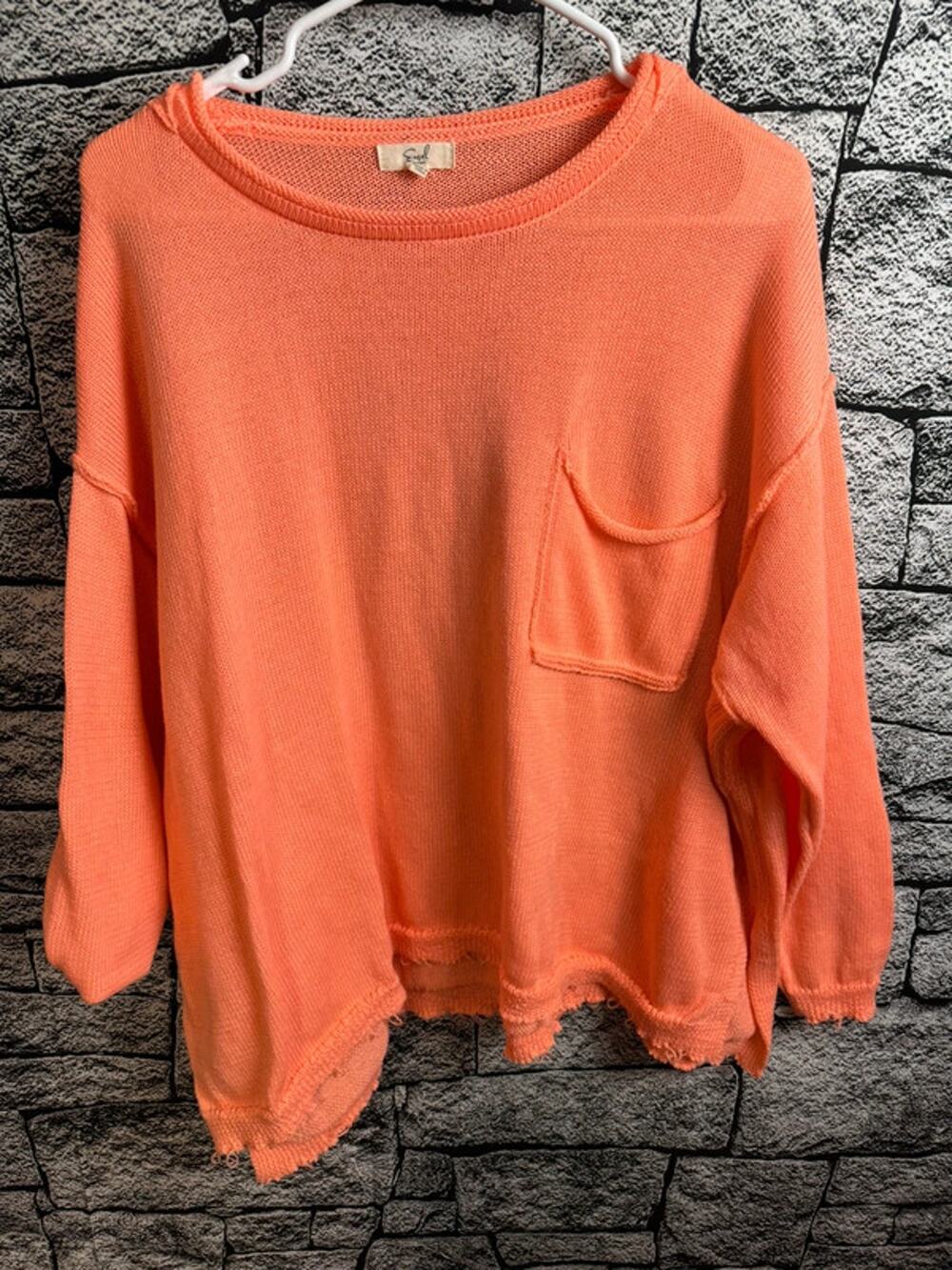 Ladies Easel Coral Oversized Sweater - Small